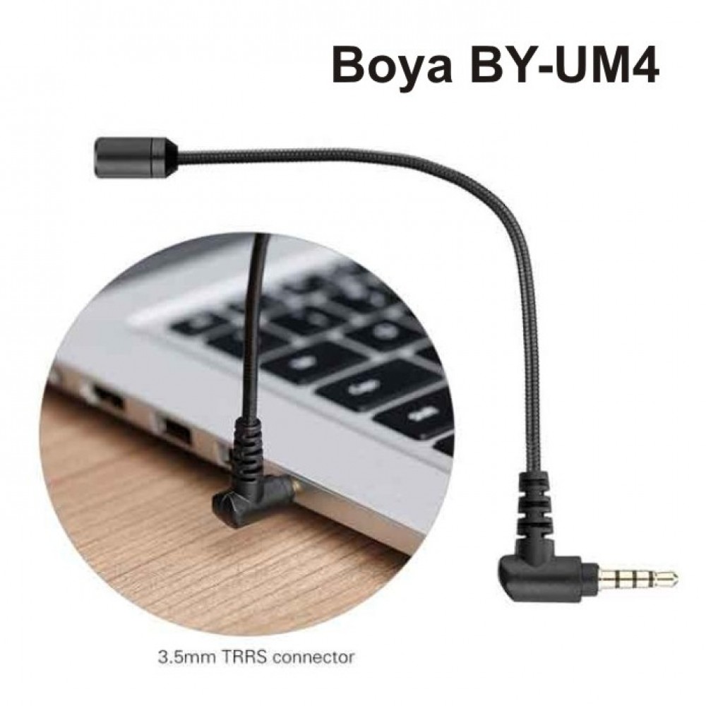 Boya BY-UM4 Gooseneck Omnidirectional Condenser Microphone 3.5mm TRRS Connector - Black