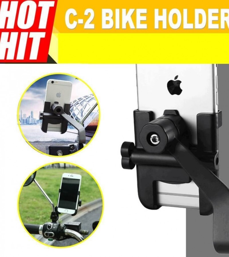 C2 Universal Metal Phone Mobile Holder Motorcycle Bike 360 Degree Rotation