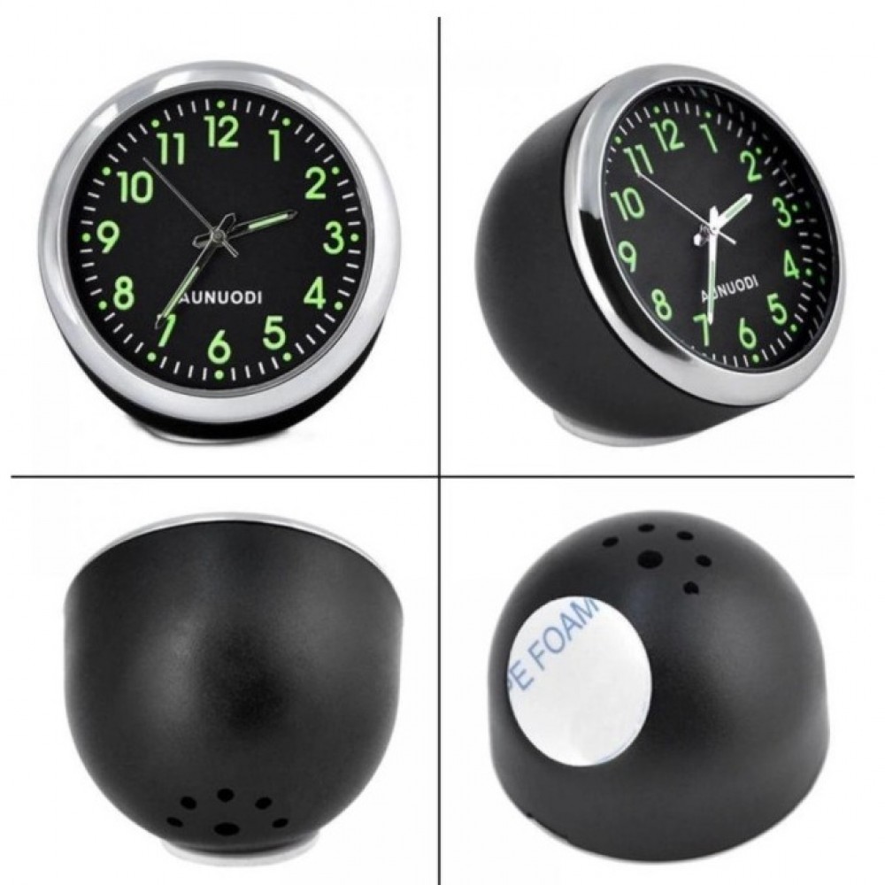 Car Mini Clock Luminous Quartz Clock Styling Watch Clock - Black