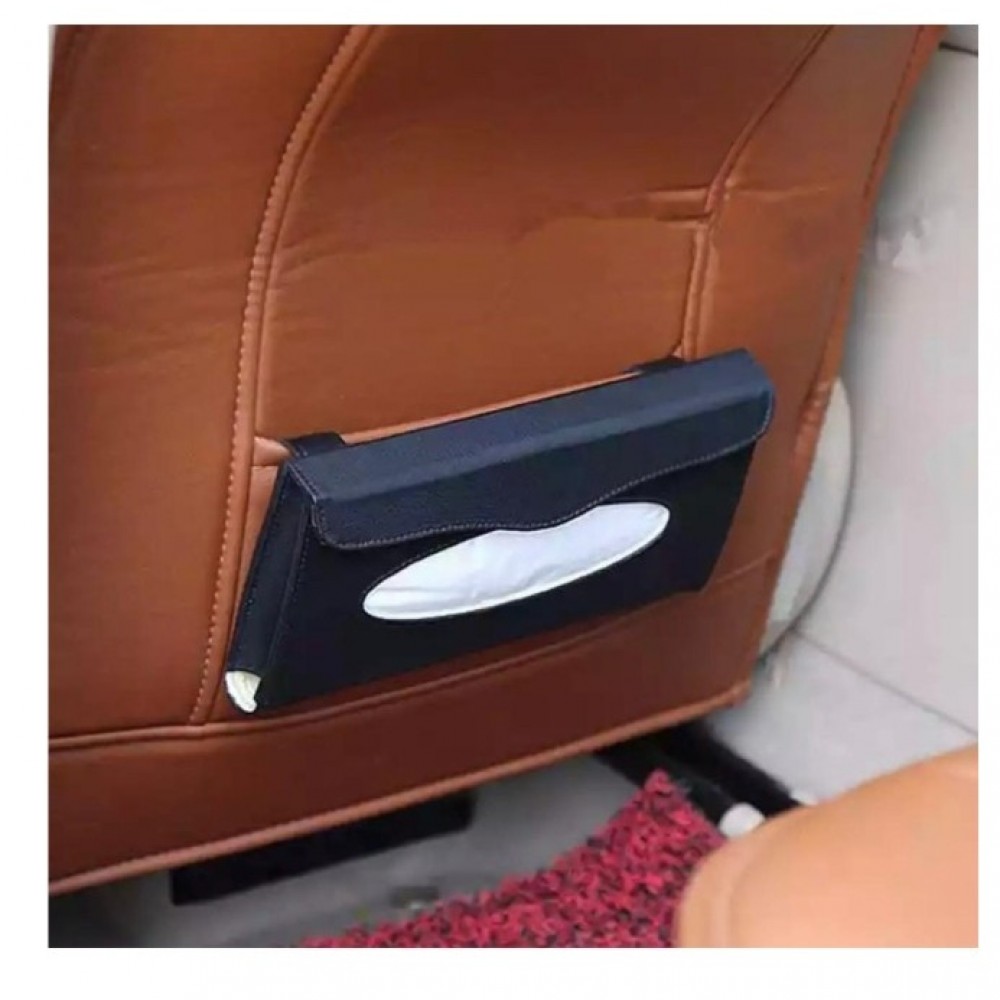 Car Tissue Box Visor Type - PU Leather -  Car Tissue Box Napkin Holder Car Tissue Holder - Black