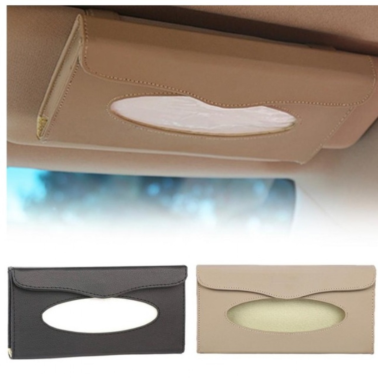 Car Tissue Box Visor Type - PU Leather