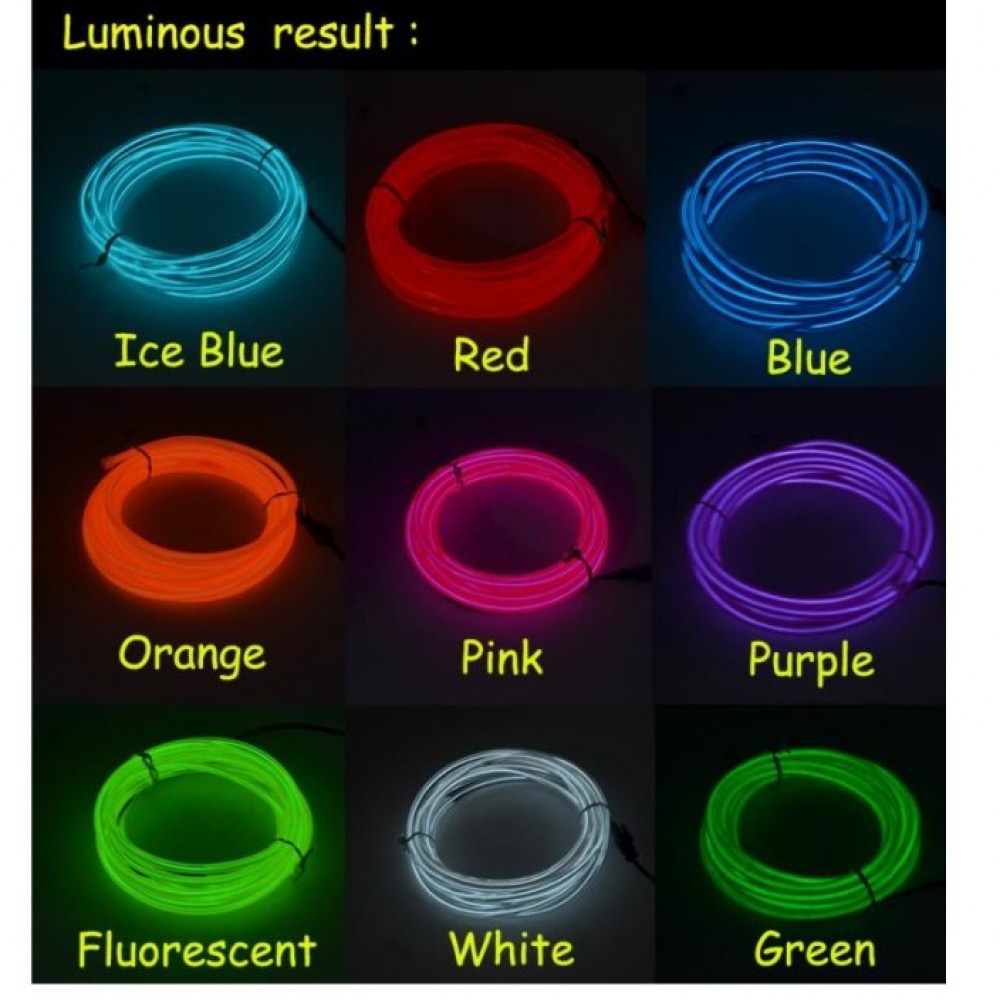 EL Wire Flash Rope Cable LED Strip Flexible Neon Lamp Glow String Light