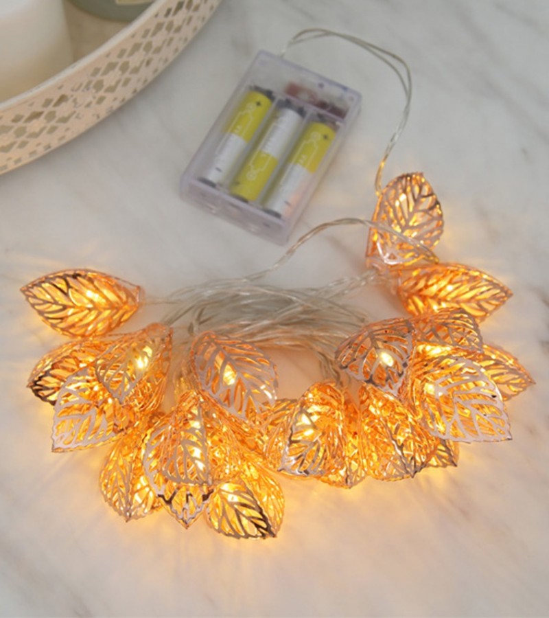 Fairy Lights Leaf Lights For Bedroom Wedding Metal Leaves - 19Pcs