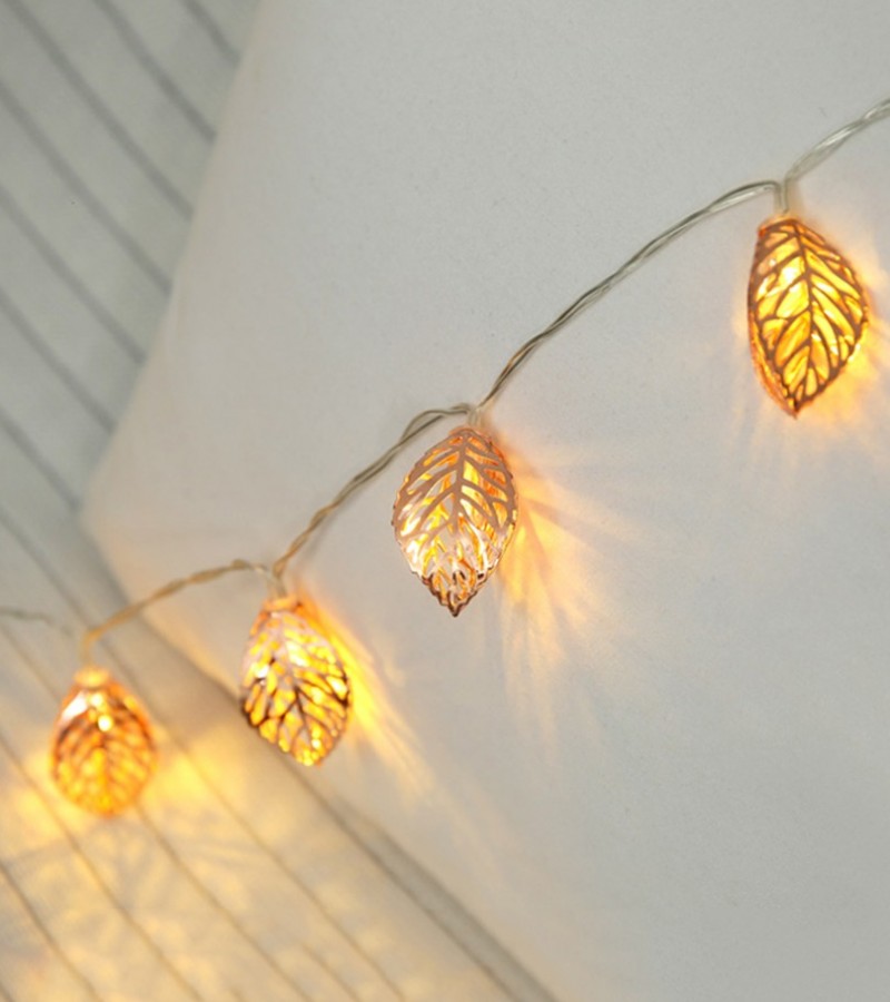 Fairy Lights Leaf Lights For Bedroom Wedding Metal Leaves - 19Pcs