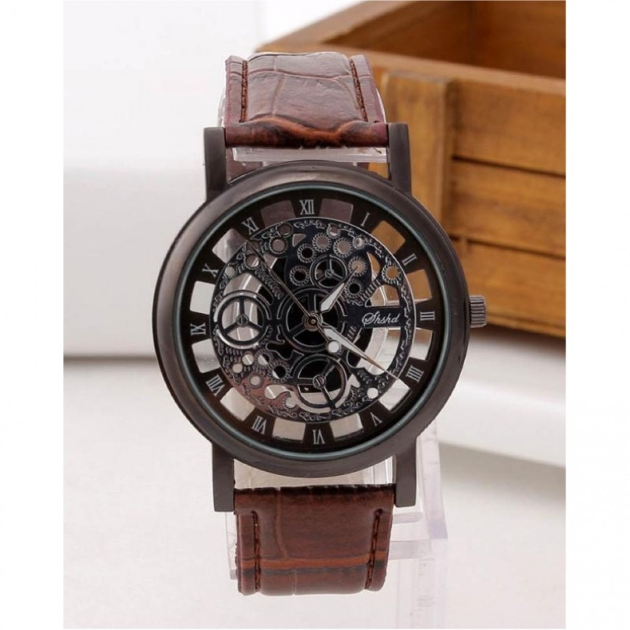 Fashion Business Skeleton Watch Men Engraving Hollow Reloj Hombre Dress Quartz Watch