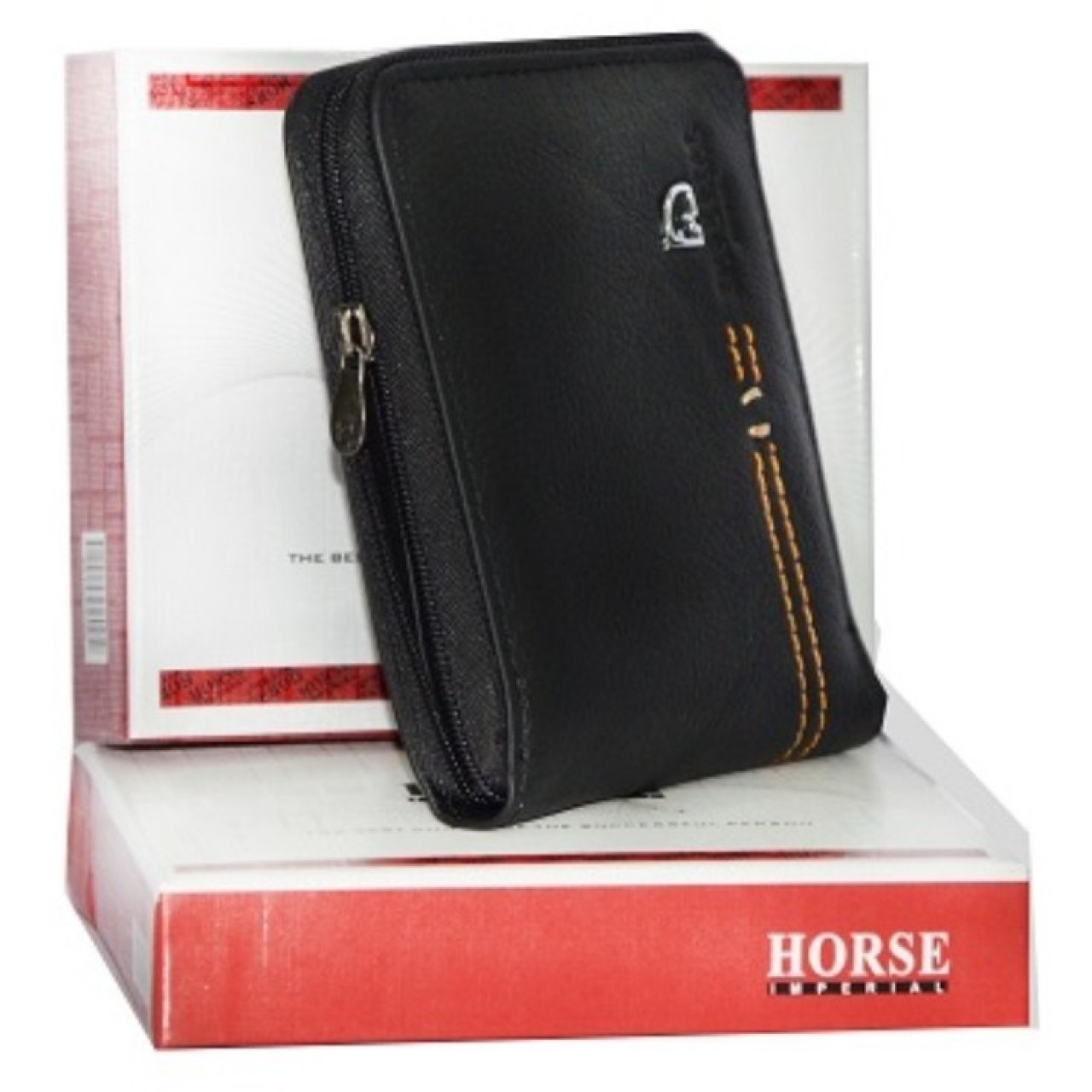Genuine Leather Travel Wallet With Zip Around With High Quality Horse Brand