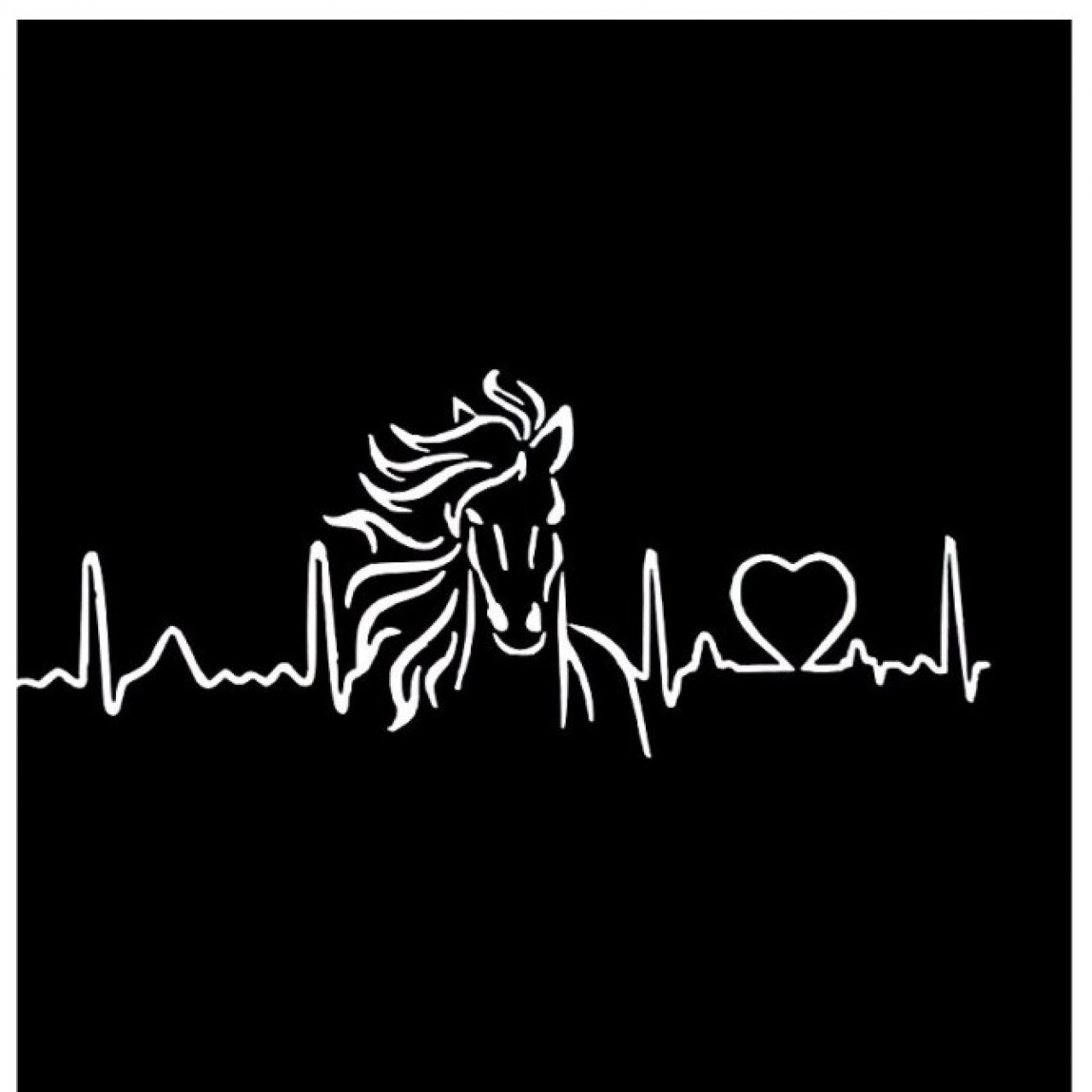 Horse Heartbeat Love Car Sticker white