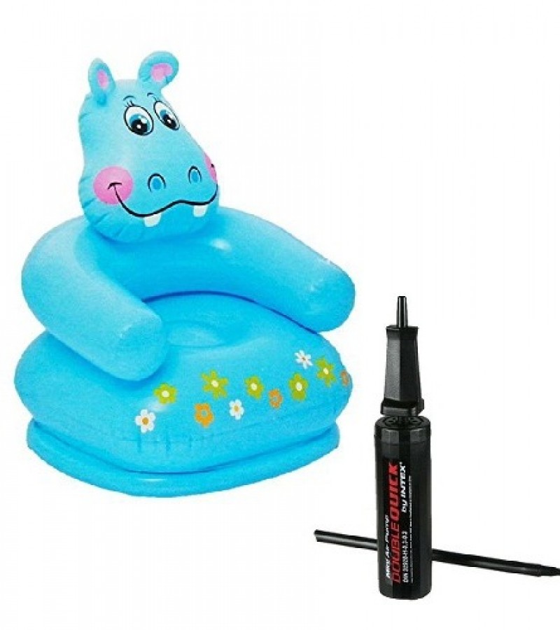 Intex Happy Animal Kids Air Chair With Pump - Blue