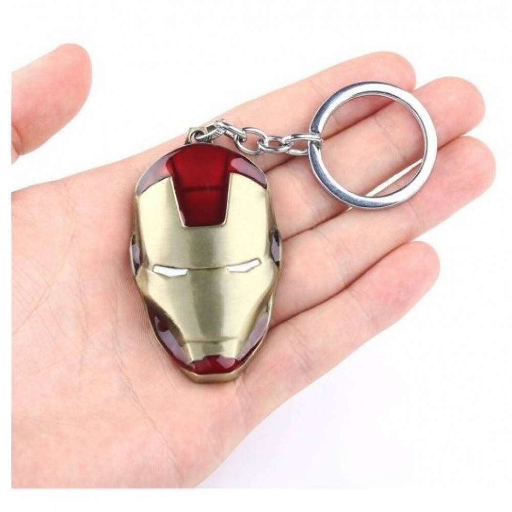 Iron Man Red Gold Helmet Avengers Marvel Comic Key Chain Ring Charm Metal