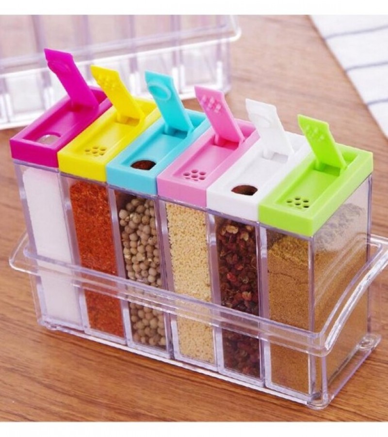 Kitchen Spice Jar Storage Boxes Acrylic 6pcs/Set