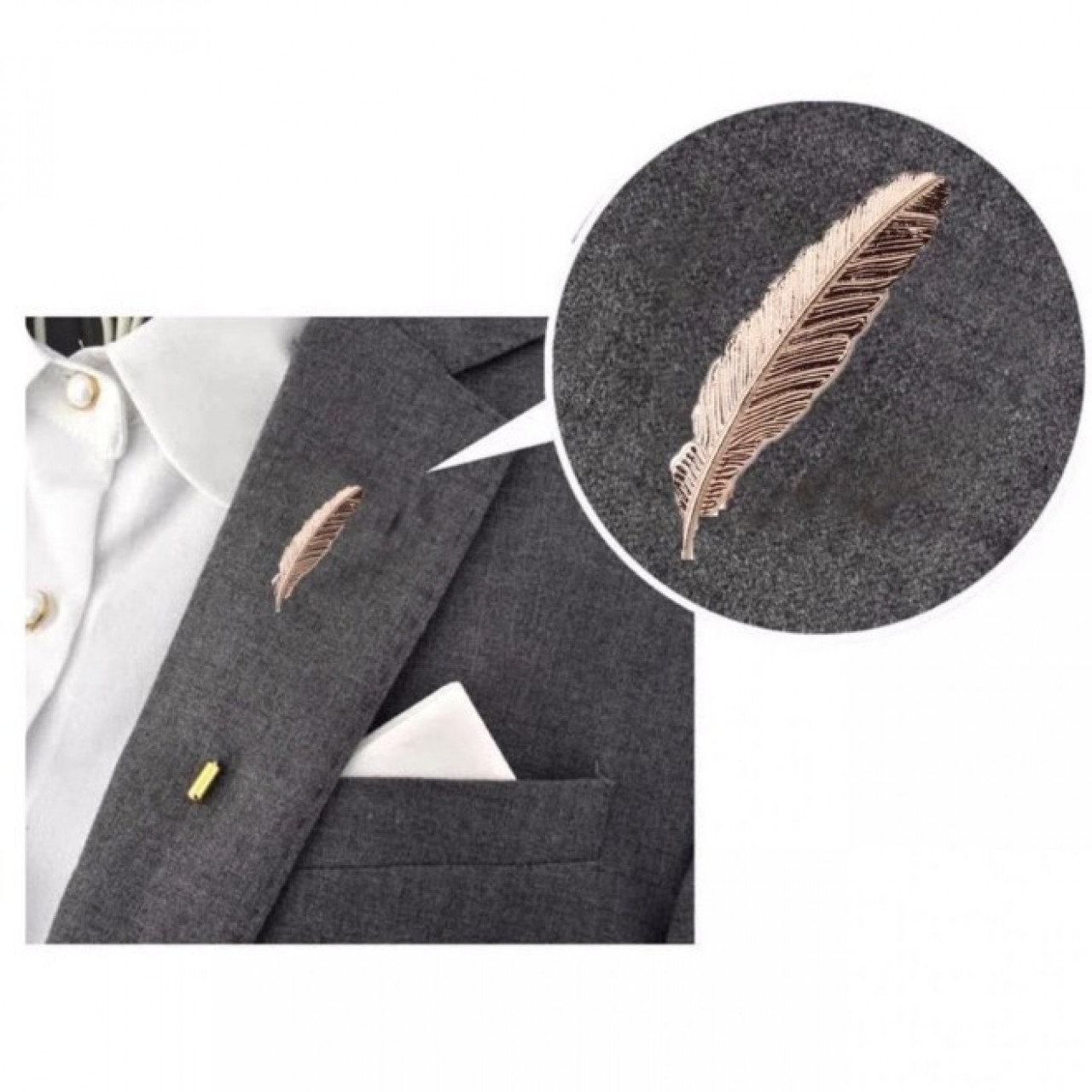Leaves Lapel Pin Men Women Boutonniere Stick Suit Brooch - Gold