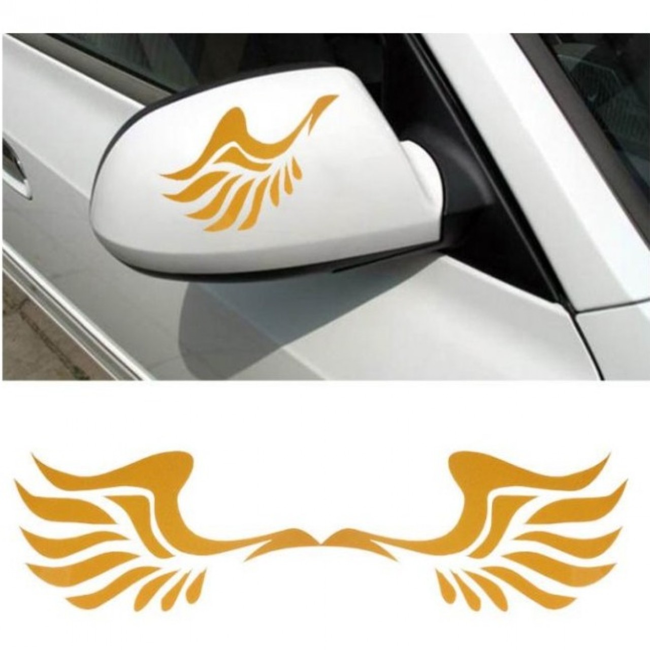 Mirror Pair of Wings Car Styling Stickers - Yellow