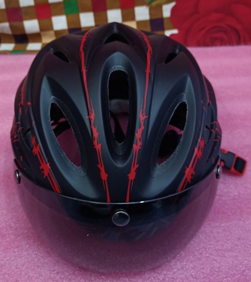 Mountain Bike Road Cycling Helmet Adjustable Protective Mens Womens Adult Sport Bicycle Safety - Red