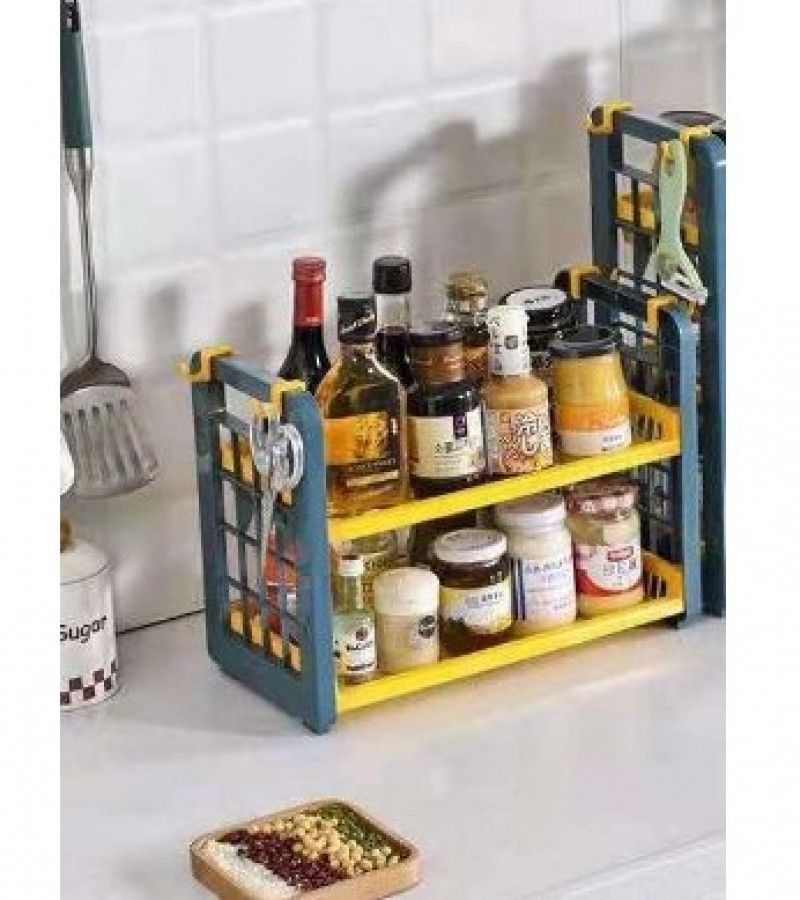Multi-Purpose Uses 2 Layer Plastic Kitchen Shelf Spice Seasoning Rack - Multi