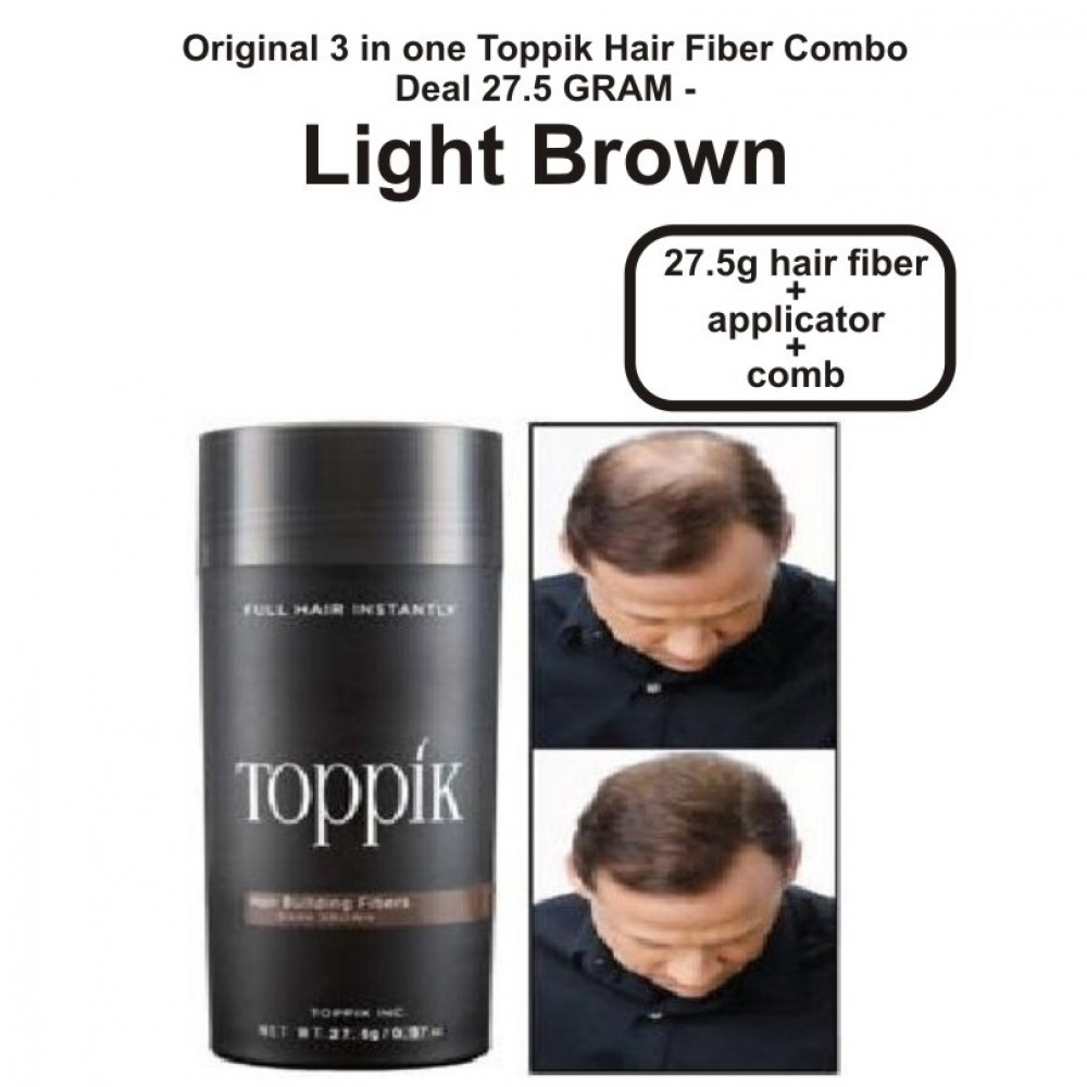 Original 3 in one Toppik Hair Fiber Combo Deal 27.5 GRAM - Light Brown