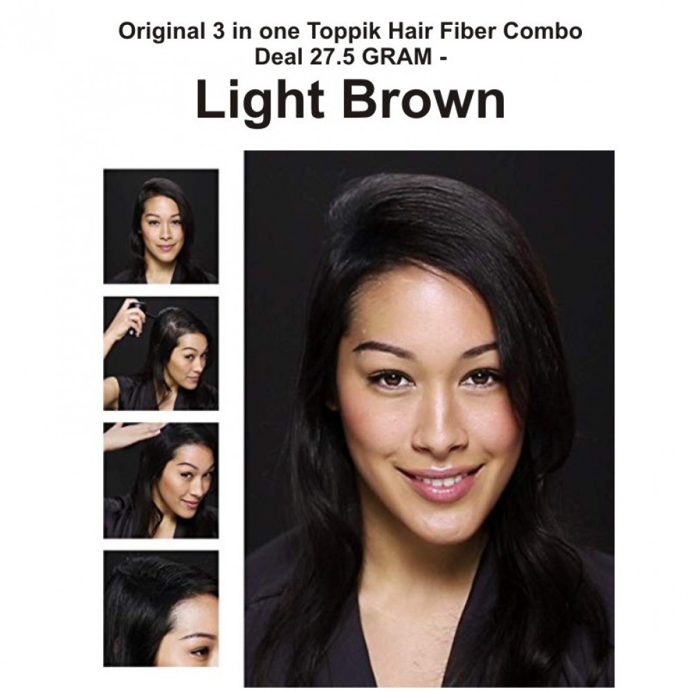 Original 3 in one Toppik Hair Fiber Combo Deal 27.5 GRAM - Light Brown