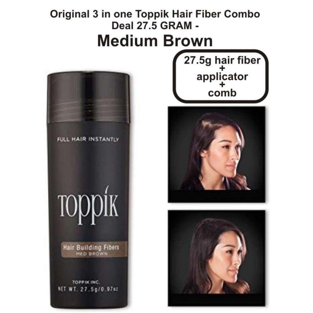 Original 3 in one Toppik Hair Fiber Combo Deal 27.5 GRAM - Medium Brown
