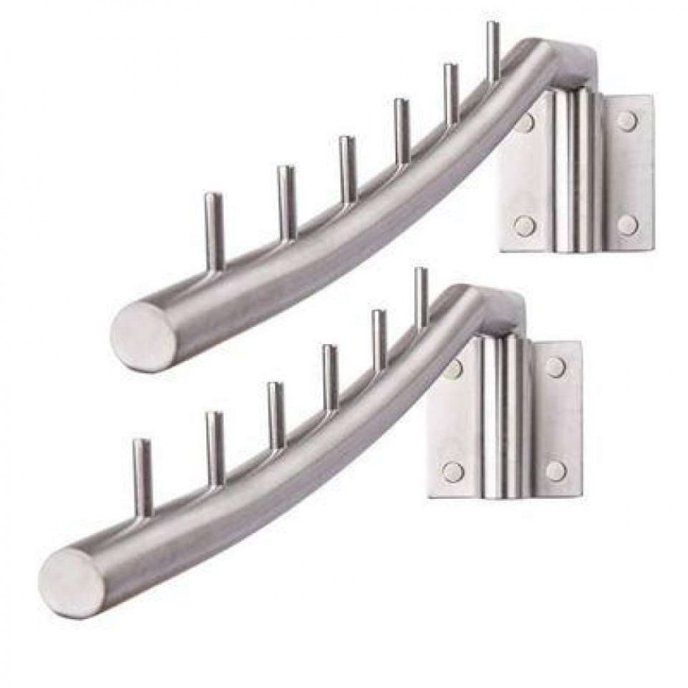 Pack Of 2 - Stainless Steel Wall-Mounted Clothes Hanger
