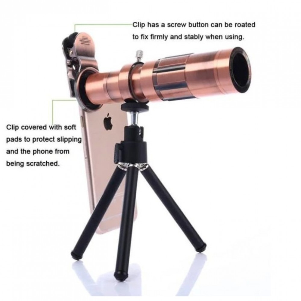 Phone Lens 20x Zoom Telephoto Lens With Universal Clip And Mini Flexible Tripod