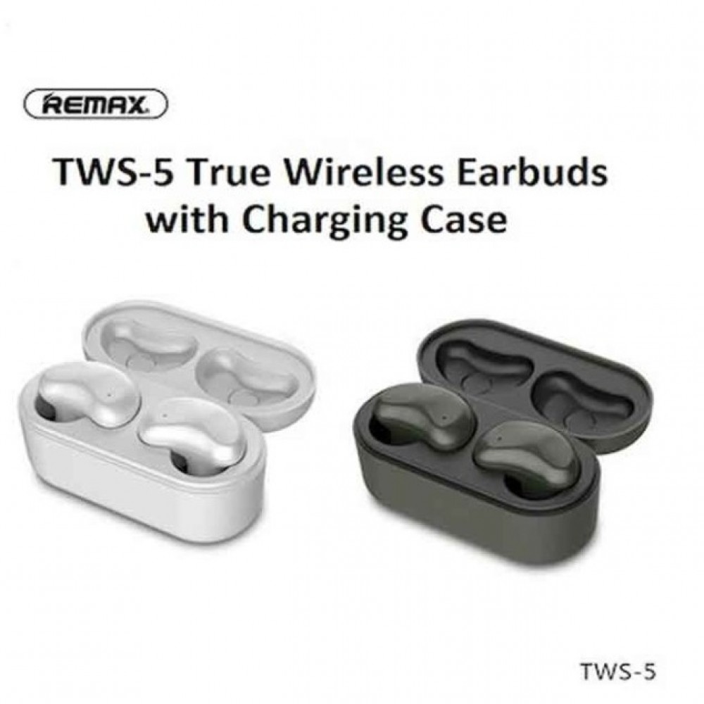 Remax TWS-5 True Wireless Stereo Earbuds With Charging Box - Black