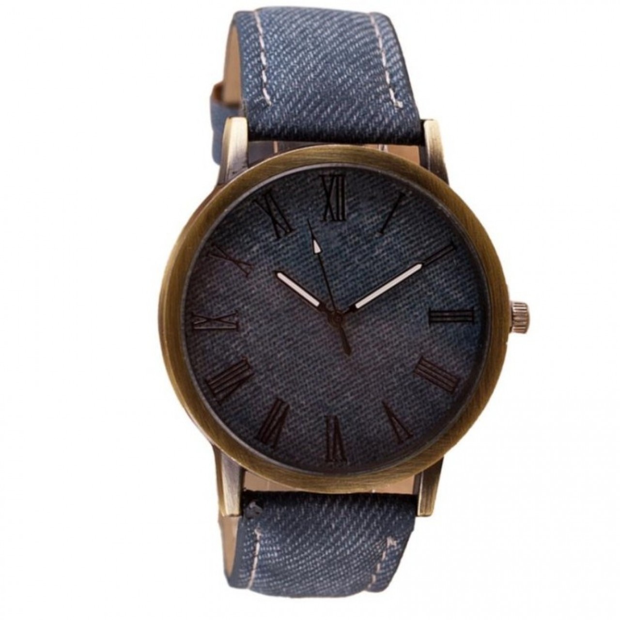 Retro Vogue Men Wrist Watch Cowboy Leather Band Analog Quartz Watch - Blue