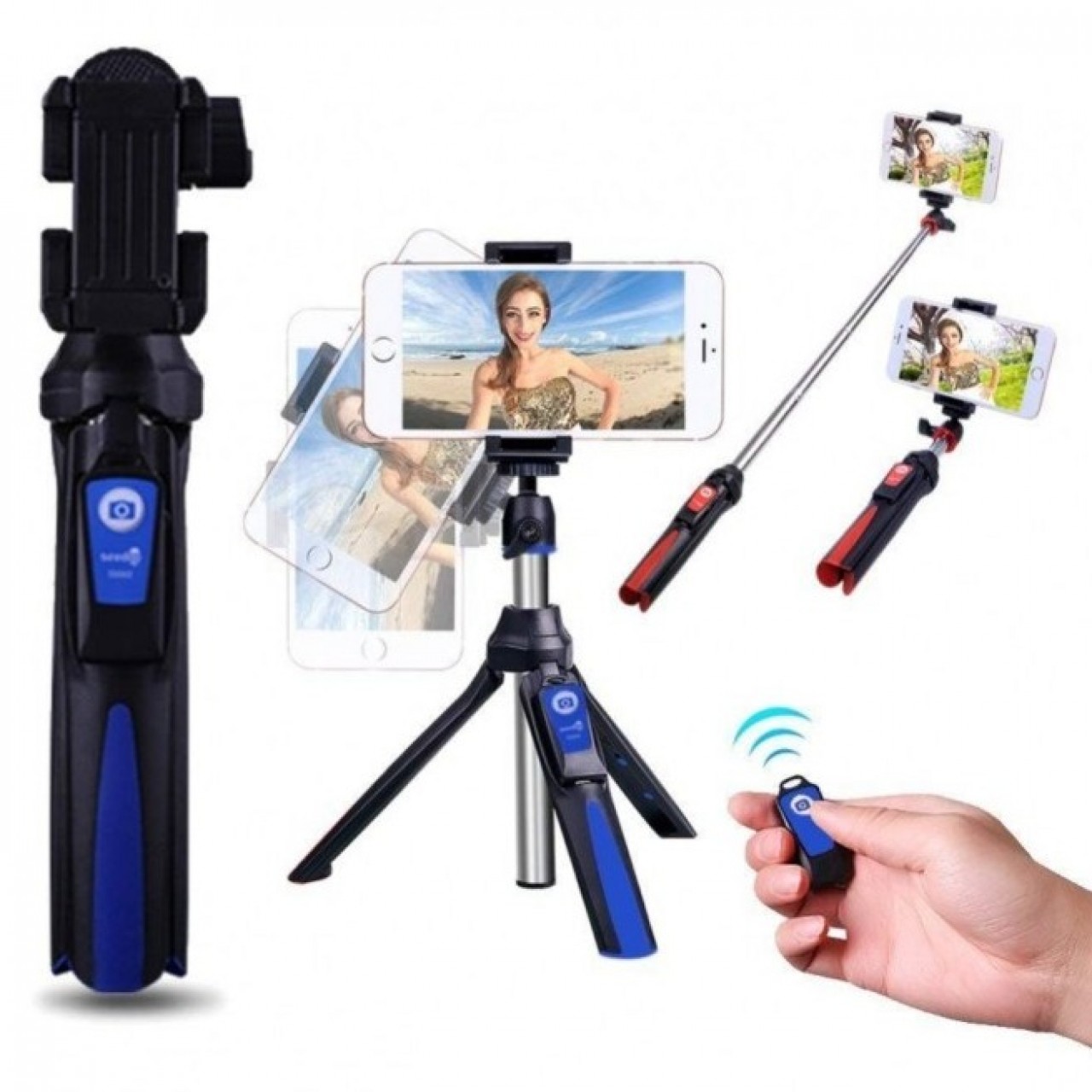 Seedoo Selfie Stick,Extendable SticK+Bluetooth Remote Control+Phone Holder + Tripod For Mobiles