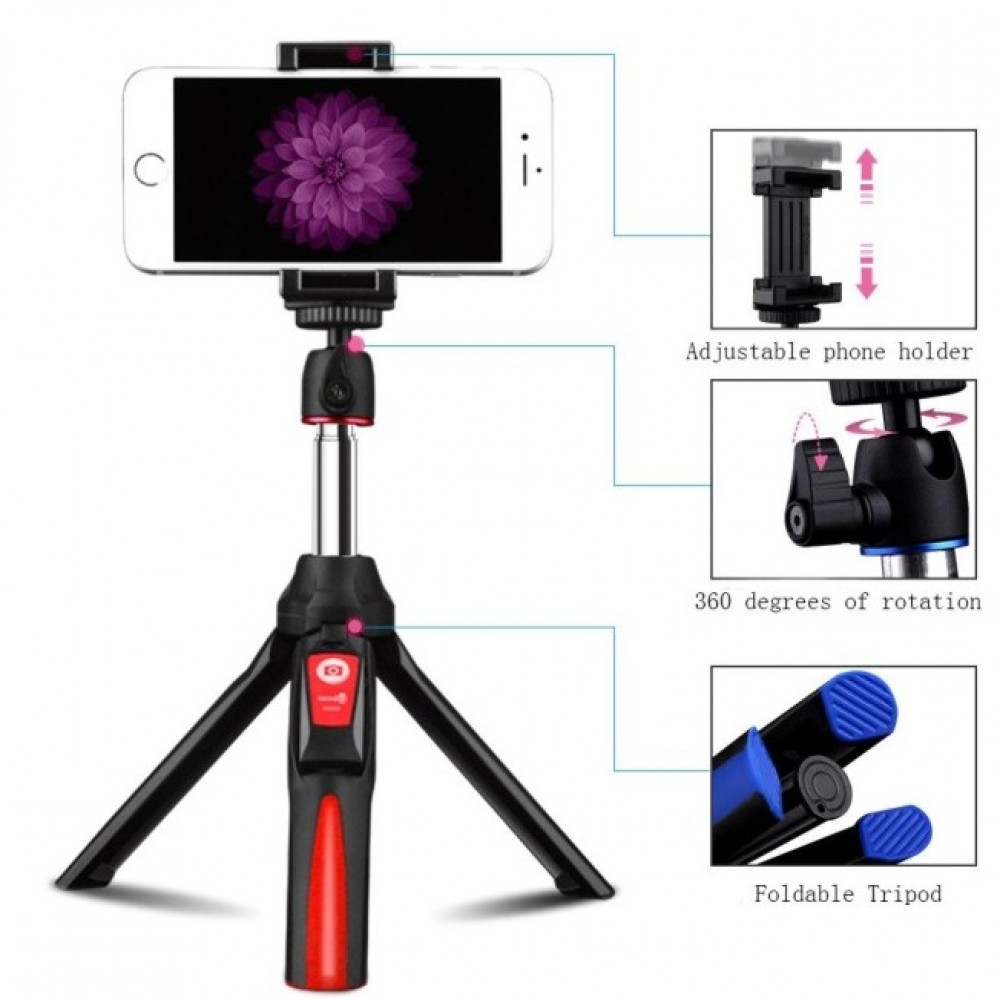 2 in Seedoo Selfie Stick with Bluetooth Remote Control + Phone Holder + Tripod For Mobiles