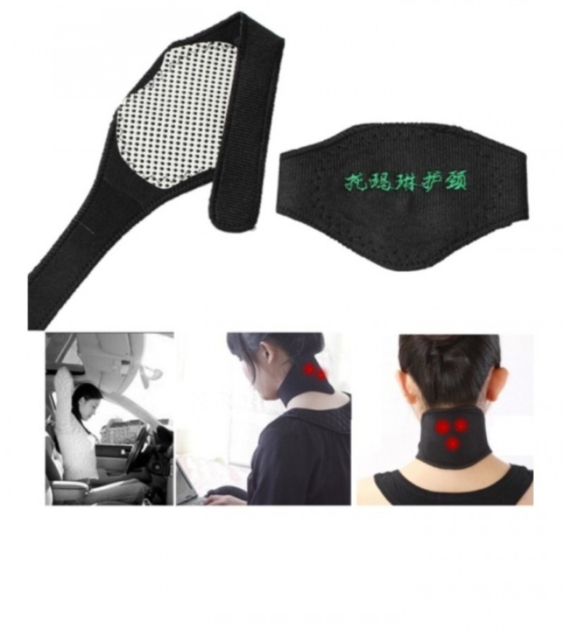 Self Heating Thermal Magnetic Therapy Thermal Neck Pad - Black