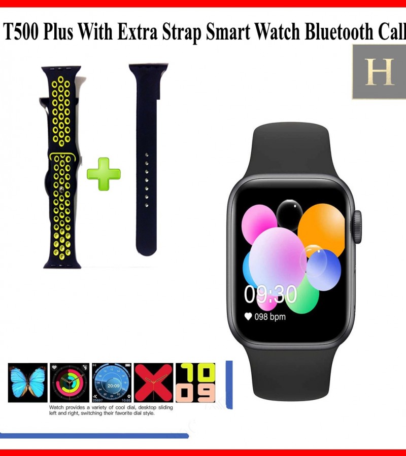 T500 Plus With Extra Strap Smart Watch Bluetooth Call Music Smartwatch Fitness Tracker