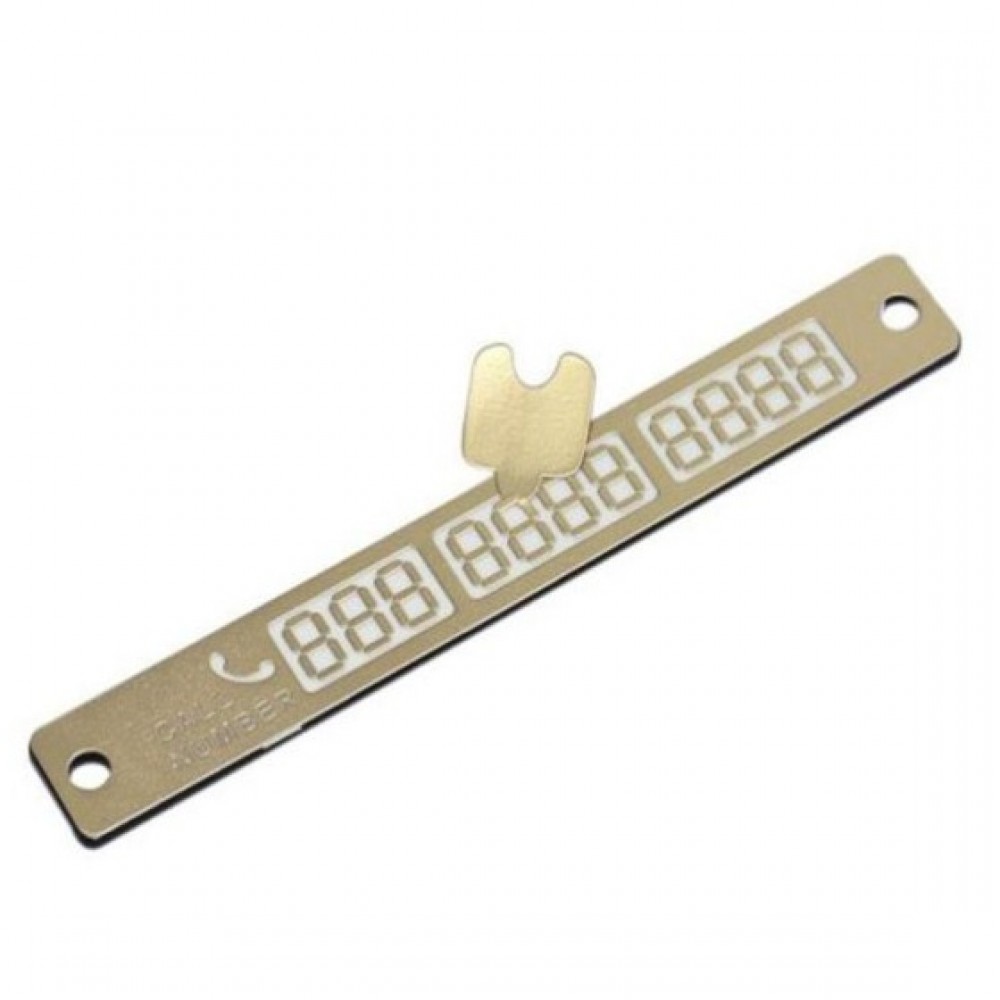 Telephone Number Card Temporary Car Parking Card - Gold