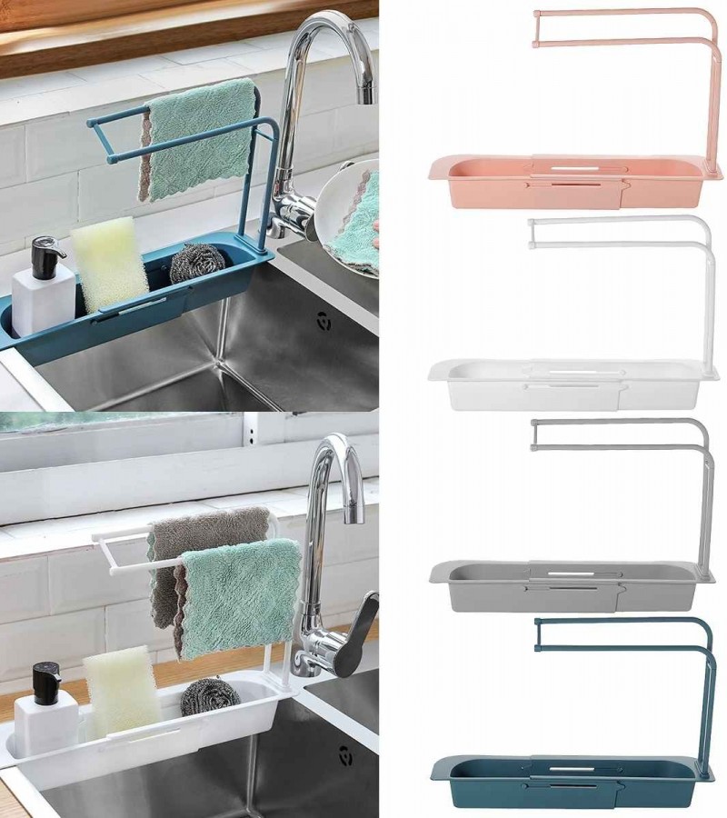 Telescopic Sink Holder Expandable Storage Drain Basket Sponge Soap Sink Tray For Home Kitchen - Mult