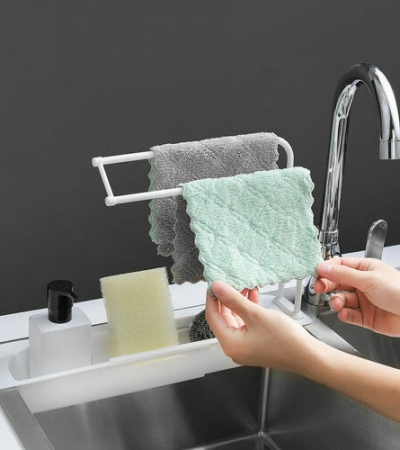 Telescopic Sink Holder Expandable Storage Drain Basket Sponge Soap Sink Tray For Home Kitchen - Mult