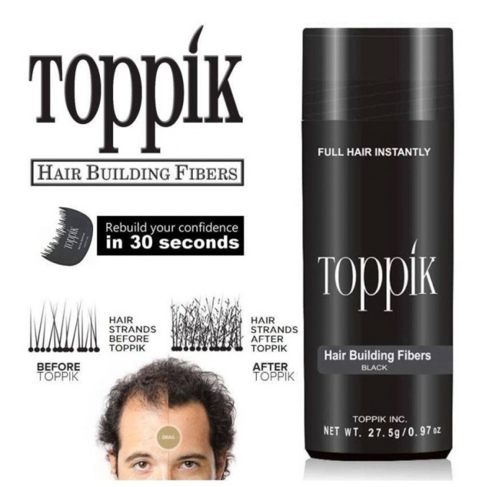 Toppik Hair Fiber -27.5 GRAM + Hair Line Comb + Hair FIber Applicator Deal - BLACK