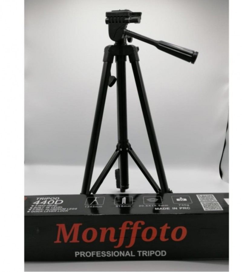 Tripod D440 Model For Mobile & Cameras Edition For Video And Stills With Smooth Head - Black