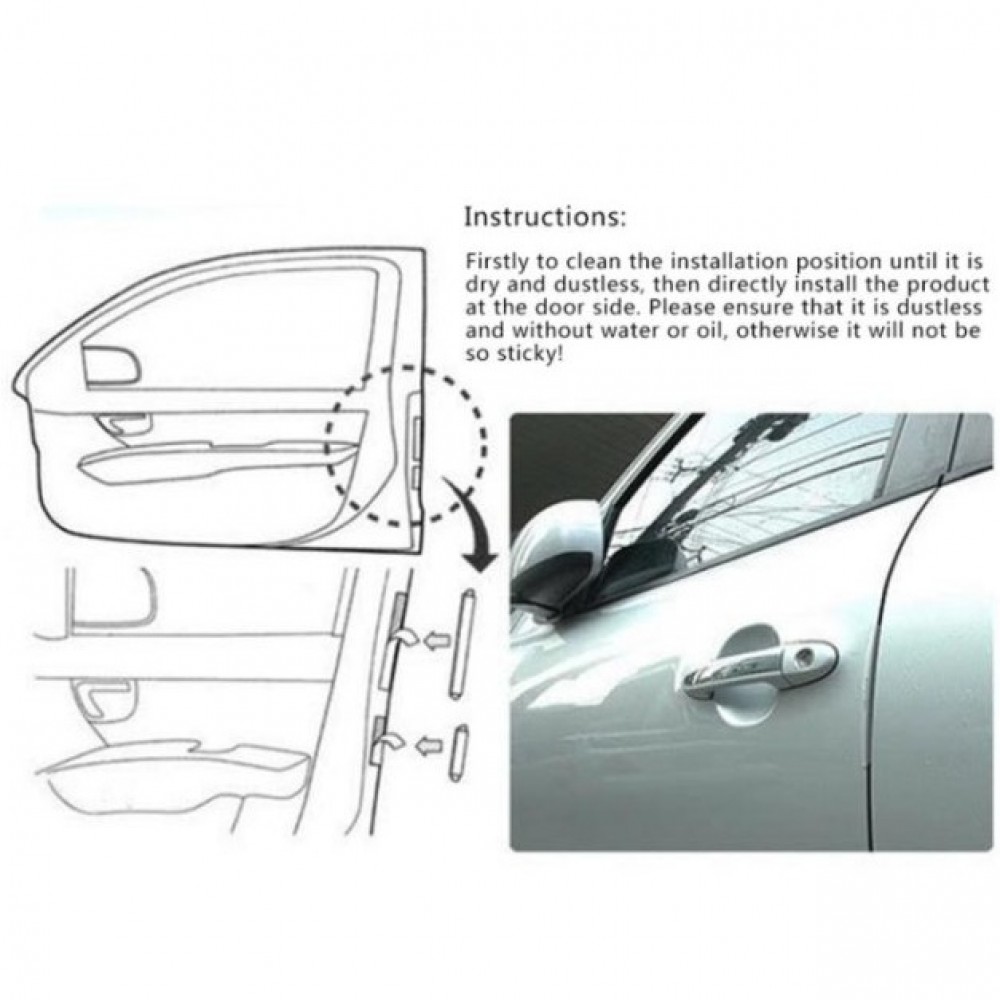 Universal Car Door Edge Guards Trim Molding Protection 8 PCS/Set White