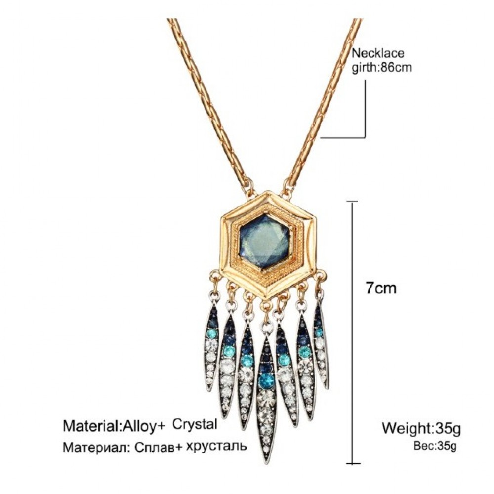 Vintage Crystal Tassel Pendant Necklace