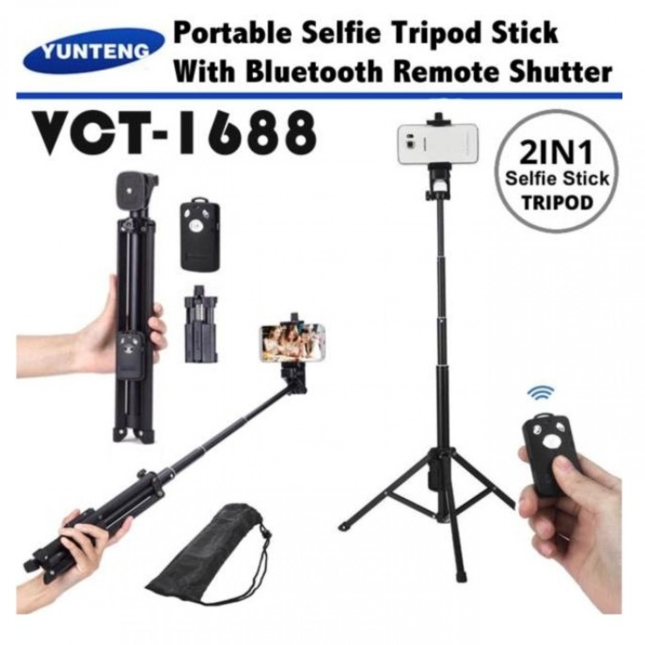 YUNTENG VCT-1688 STAND 2 IN 1 HAND TRIPOD