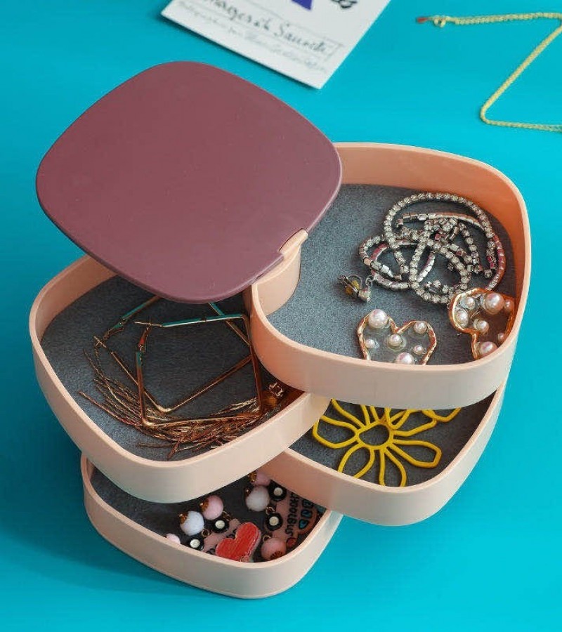 1Pcs Jewelry Organizer 360 Degree Round Rotating Jewelry Storage Box - Multi