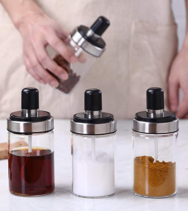 1Pcs Kitchen Seasoning Jar Spoon Cover Sealed Spice Jar Pepper Salt Sugar and other Condiments