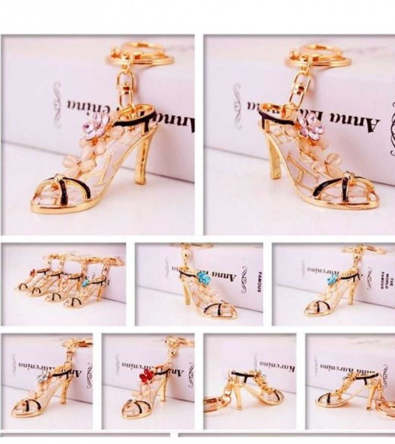 1Pcs Metal Zinc Alloy Keychains High Heel Shoe Sandals For Women Bag Car Key Rings Color Randomly