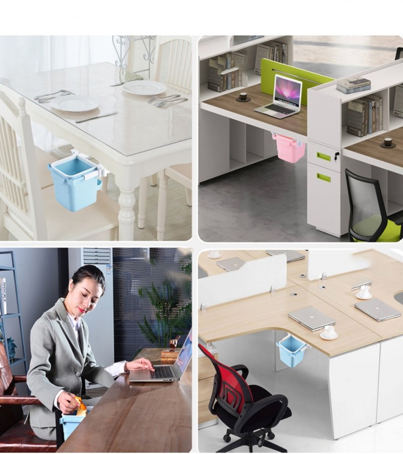 1Pcs Retractable Office Desk Home Dustbin Under Table Trash Can Garbage Waste Bin - Multi