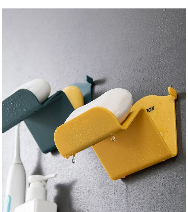 1Pcs Self Adhesive Wall Soap Tray Holder 2 Row Non-slip Drain Soap Tray Bathroom Accessories - Multi