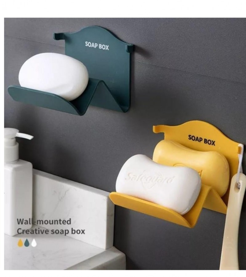 1Pcs Self Adhesive Wall Soap Tray Holder 2 Row Non-slip Drain Soap Tray Bathroom Accessories - Multi
