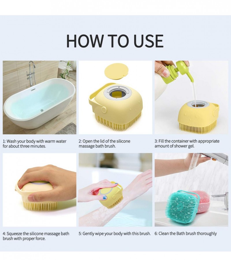 1Pcs Silicone Massage Bath Brush Liquid Soap Dispenser - Multi