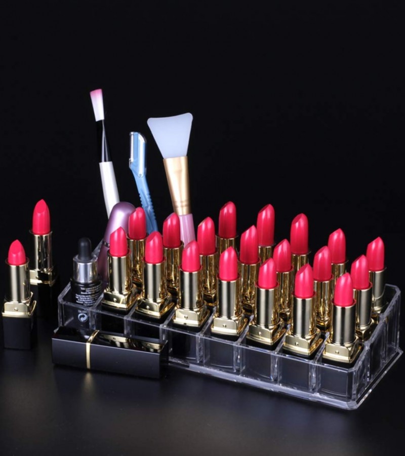 24 Grid Acrylic Lipstick Transparent Jewelry Storage Box Makeup Organizer Holder