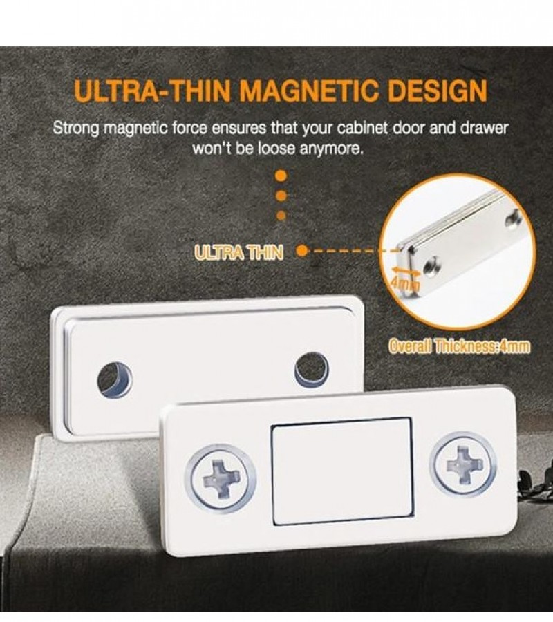 2pcs/Set Strong Magnetic Door Closer Punch Free for Furniture Cabinet with Screws Ultra Thin
