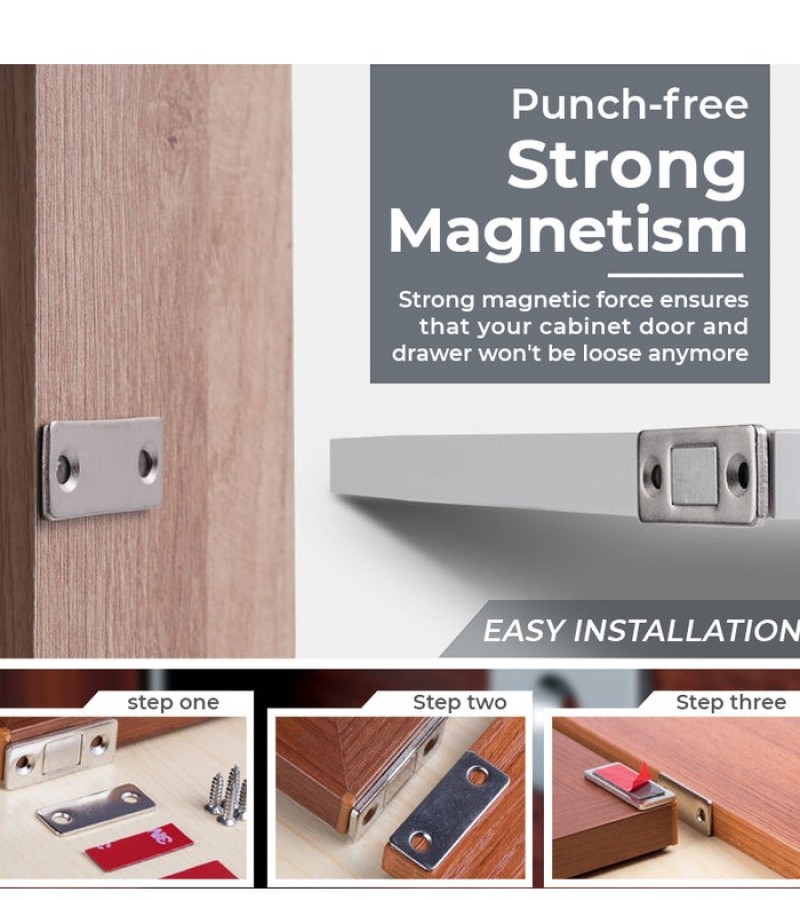 2pcs/Set Strong Magnetic Door Closer Punch Free for Furniture Cabinet with Screws Ultra Thin