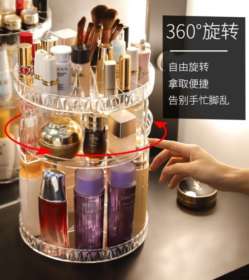 360 Degree Rotating Desktop Skin Care Cosmetic Makeup Storage Organizer