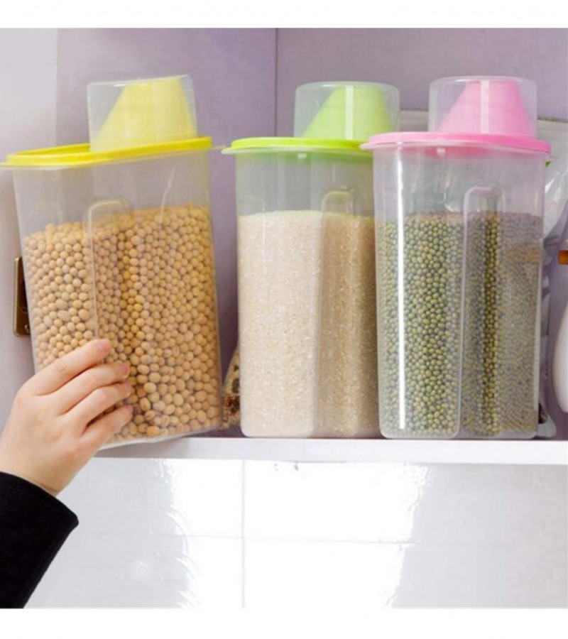 4Pcs Cereal Dispenser With Lid Storage Box Plastic For Kitchen Grain Dried Fruit Snacks - Large Size