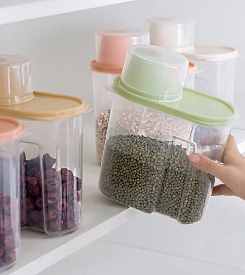 4Pcs Cereal Dispenser With Lid Storage Box Plastic For Kitchen Grain Dried Fruit Snacks - Small Size